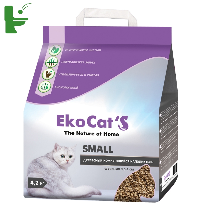 фото Комкующийся наполнитель eko cat's small древесный, 4.2 кг, 10 л