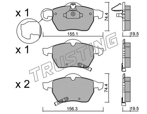 

Комплект тормозных дисковых колодок TRUSTING 120.2