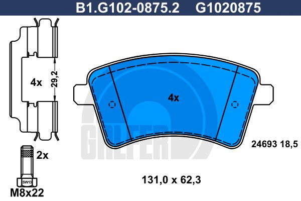 

Комплект тормозных дисковых колодок GALFER B1.G102-0875.2
