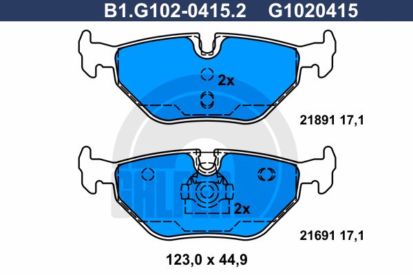 

Комплект тормозных дисковых колодок GALFER B1.G102-0415.2
