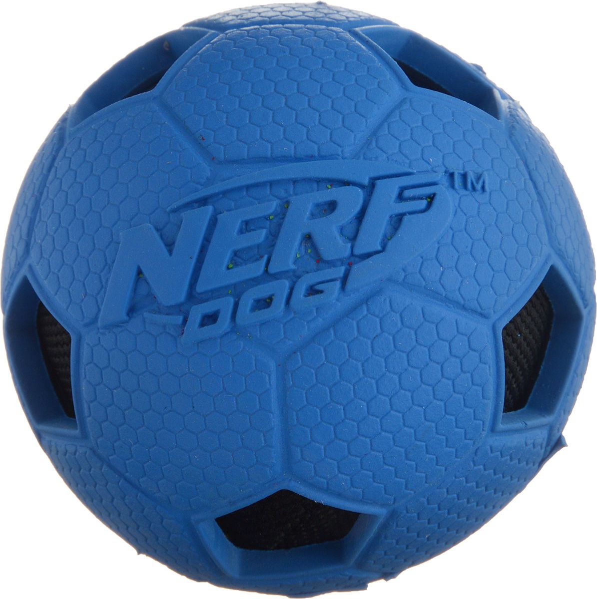 фото Апорт для собак nerf мяч футбольный, синий, длина 6 см