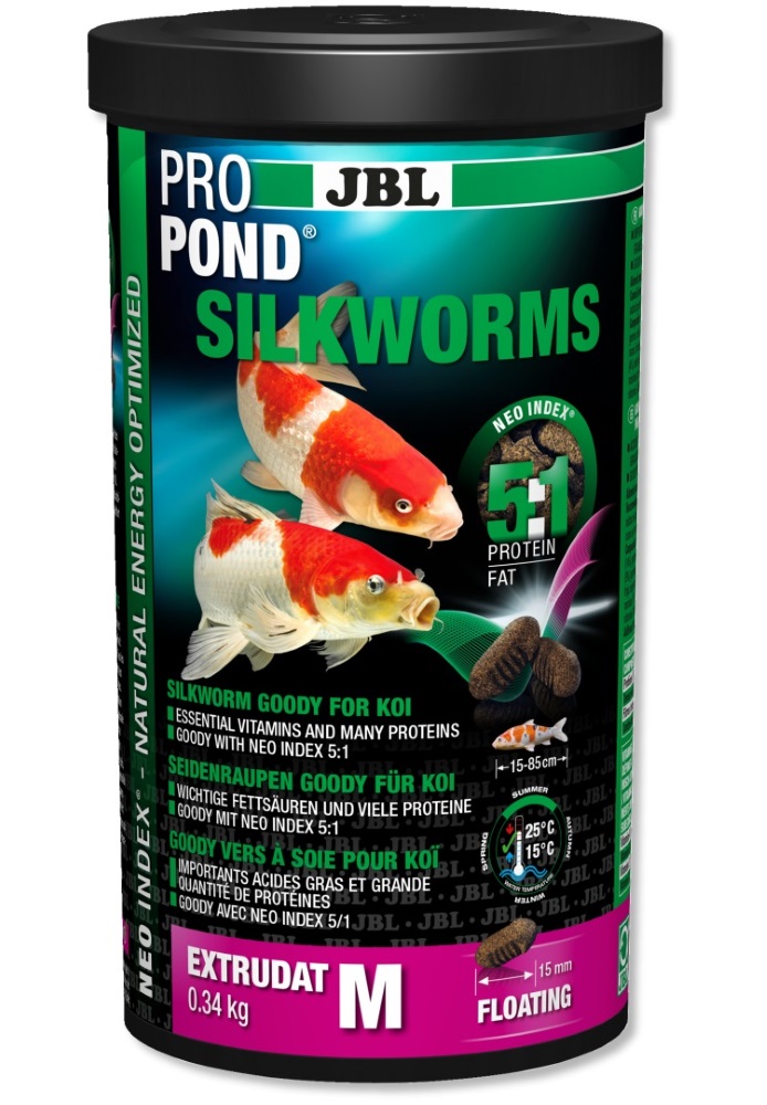 фото Корм для прудовых рыб jbl propond silkworms m, гранулы, 1 л