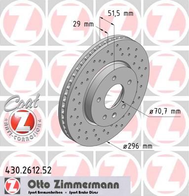 фото Тормозной диск zimmermann 430.2612.52