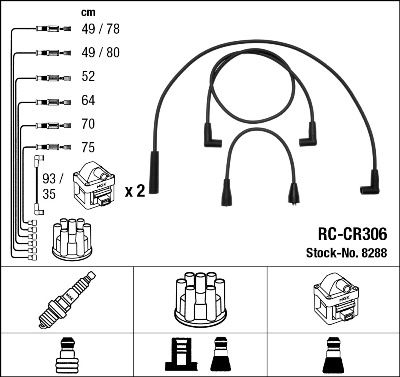 

Комплект проводов зажигания NGK 8288