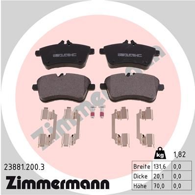 

Комплект тормозных колодок, дисковый тормоз ZIMMERMANN 23881.200.3