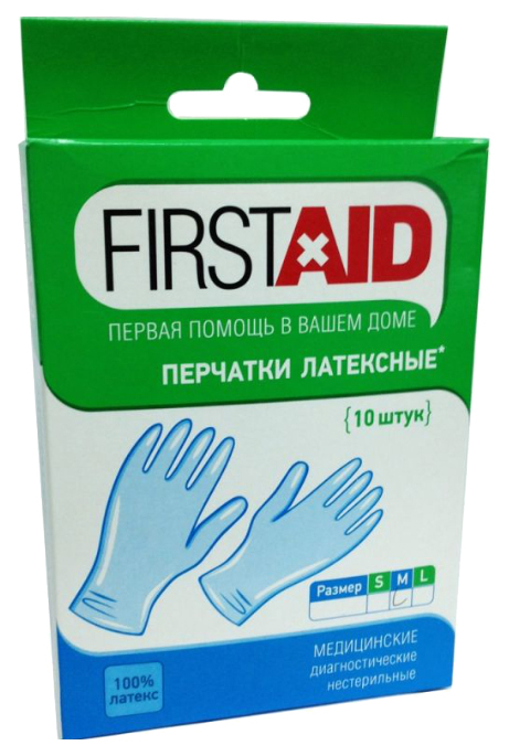 

Перчатки FirstAid смотровые нестерильные M опудреные 10 шт.
