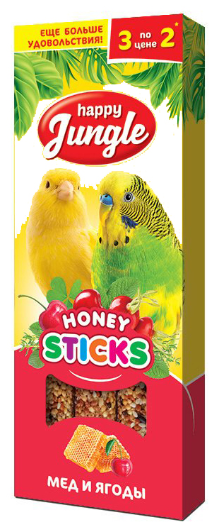 Лакомство для попугаев Happy Jungle Мед и ягоды, 50 г