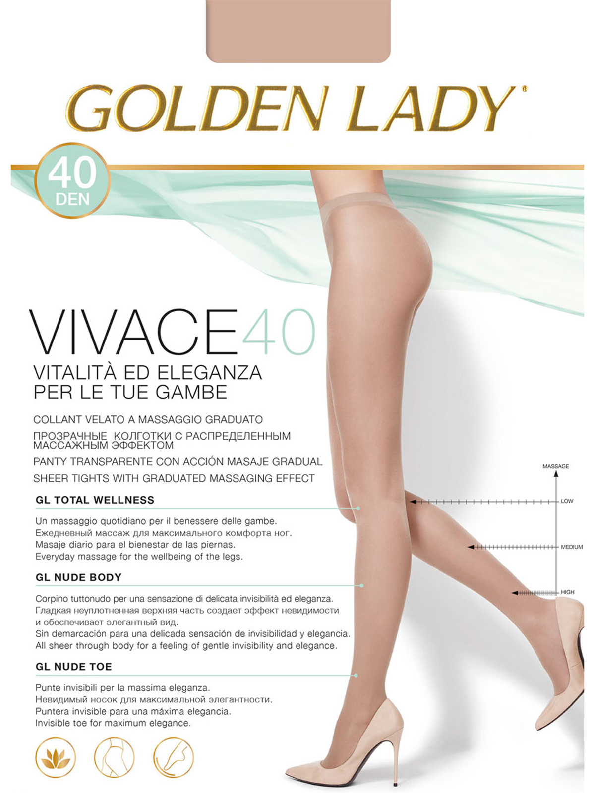 

Колготки женские Golden Lady VIVACE 40 телесные /S, Бежевый, VIVACE 40