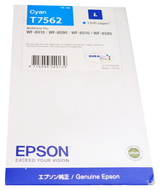 

Картридж для струйного принтера Epson C13T756240, голубой, оригинал, t7562