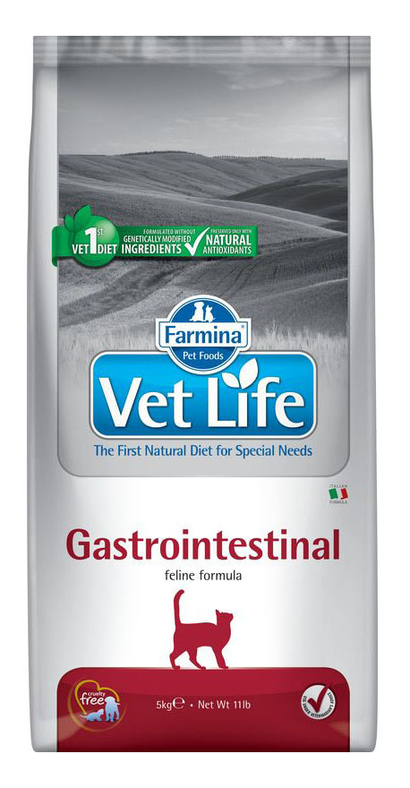 фото Сухой корм для кошек farmina vet life gastrointestinal, при болезнях жкт, курица, 5кг