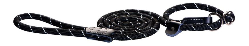 фото Поводок удавка для собак rogz rope l-12мм 1,8 м, черный hlxr12a