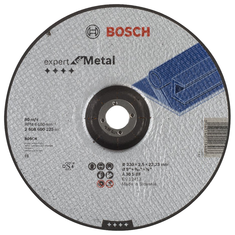 фото Диск отрезной абразивный bosch a 30 s bf 230x2.5x22.23мм металл вогнутый (2608600225)