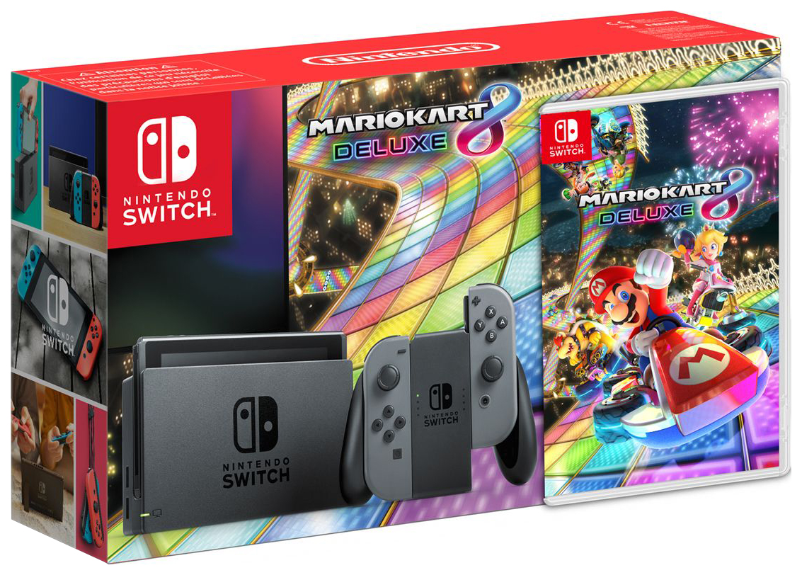 

Портативная игровая консоль Nintendo Switch Gray + Mario Kart 8 Deluxe, Серый, Nintendo Switch + Mario Kart 8 Deluxe