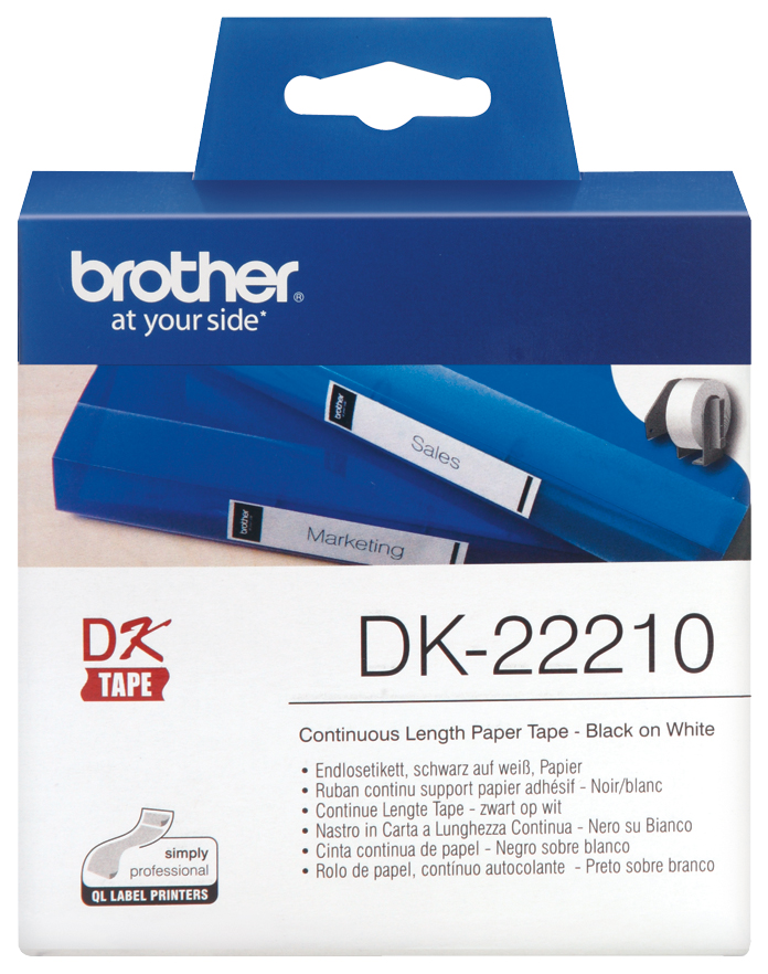 

Лента для печати наклеек Brother DK22210 Белый