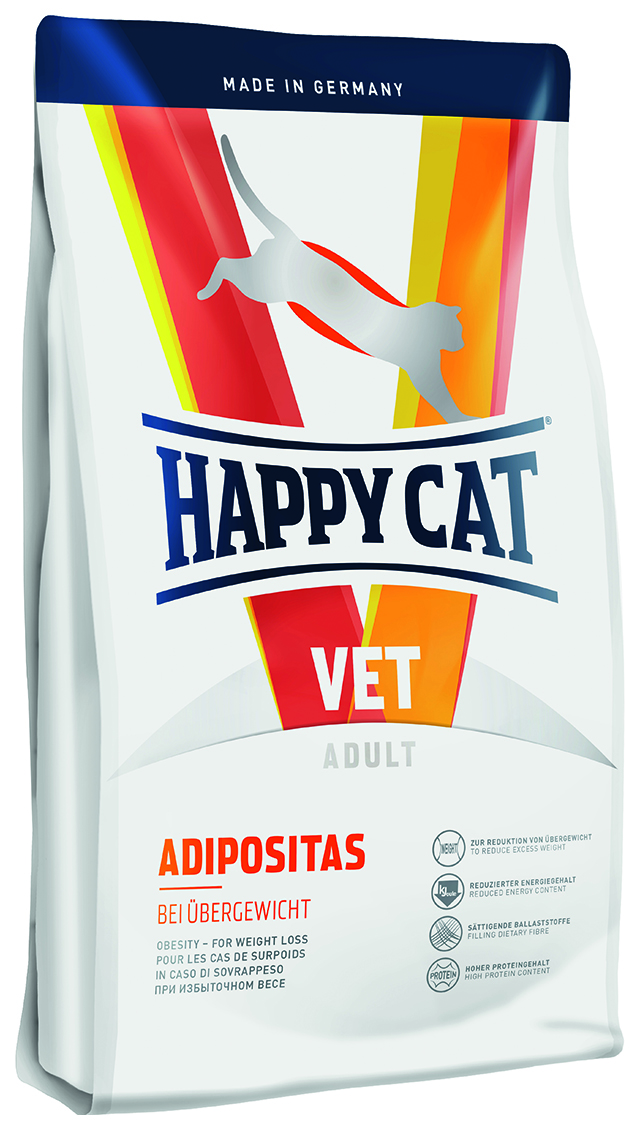 фото Сухой корм для кошек happy cat vet adipositas, при ожирении, домашняя птица, рыба, 4кг