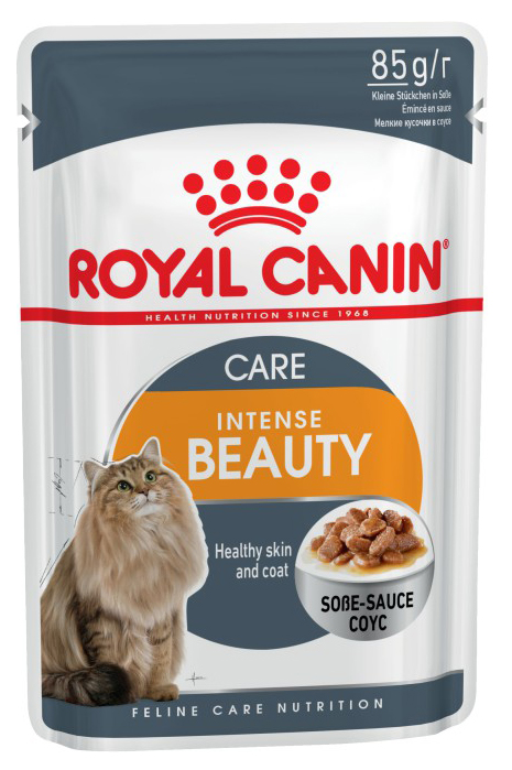 фото Влажный корм для кошек royal canin intense beauty, мясо, 12шт, 85г