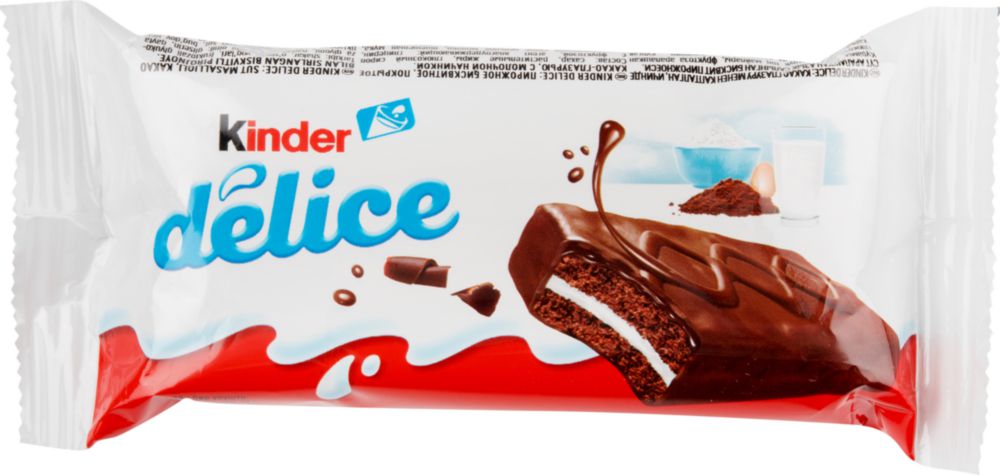 фото Бисквитное пирожное delice kinder покрытое какао-глазурью с молочной начинкой 39 г