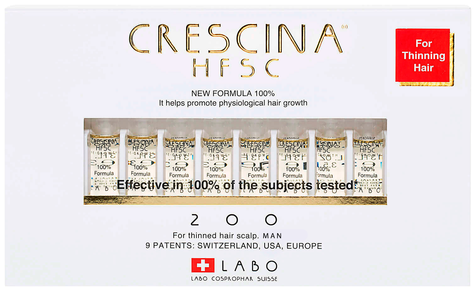 Ампулы для волос Crescina 200 для стимулирования роста волос для мужчин №20 (3,5мл*20шт)