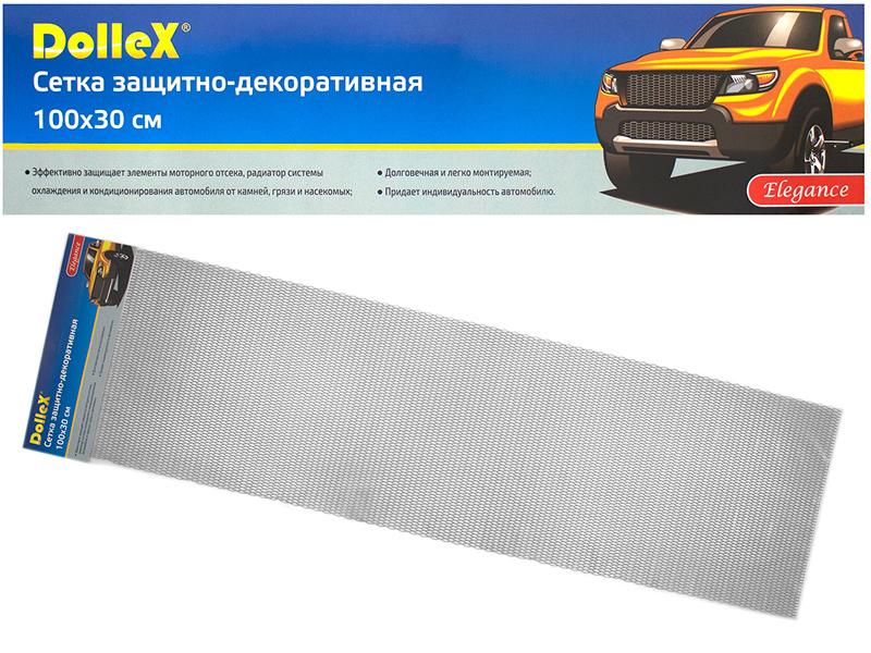 фото Сетка в бампер автомобиля dollex 100х30см,серебро,алюминий,ячейки 15х4,5мм,dks-020