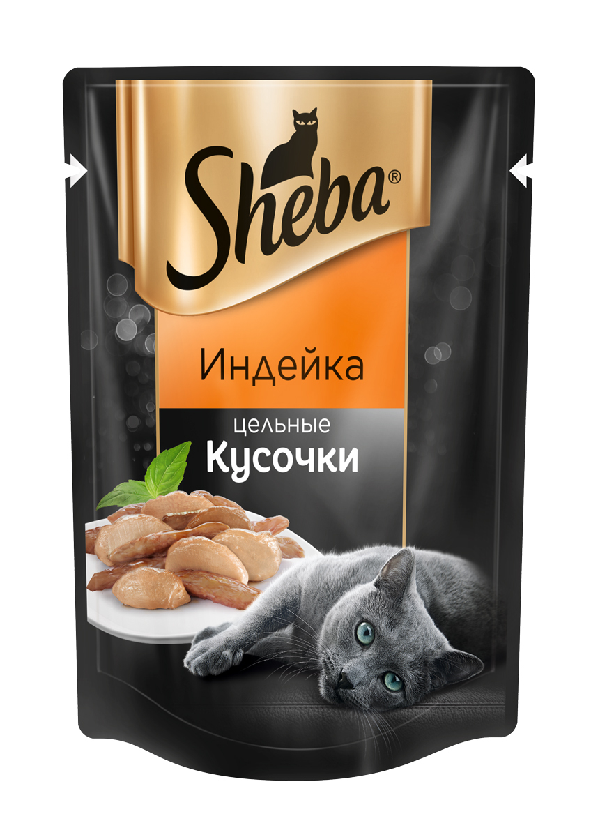 фото Влажный корм для кошек sheba, цельные кусочки, индейка, 80 г