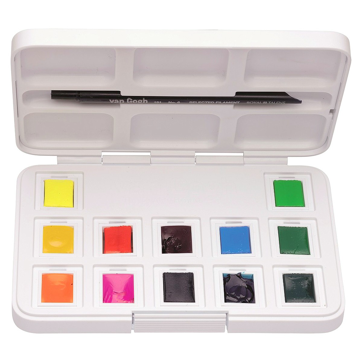 

Акварель Royal Talens Van Gogh Vibrant Colours яркие цв 12 цв, Алый;белый;бирюзовый;бордовый;бронзовый;голубой;желтый;зеленый;коричневый;красный;оранжевый;розовый;серый;синий;фиолетовый;черный, Van Gogh. Vibrant Colours