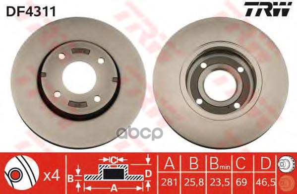 фото Тормозной диск trw/lucas для df4311