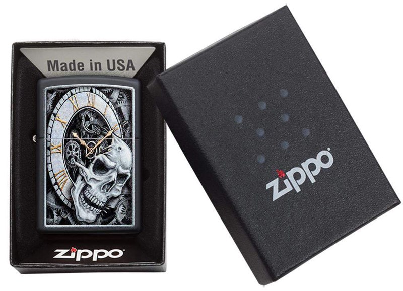 

Бензиновая зажигалка Zippo Skull Clock 29854 Black Matte, Черный, Skull Clock 29854