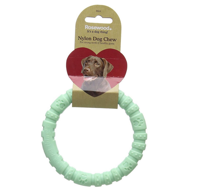 фото Жевательная игрушка для собак rosewood кольцо мятное, зеленое, 10 см