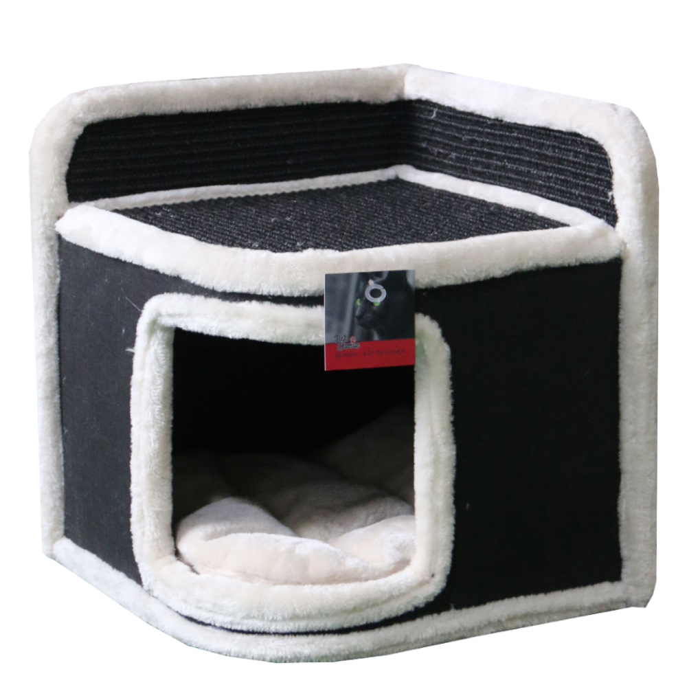 

Домик для кошек Pet Choice, с когтеточкой, черный, 35х35х38 см, Когтеточка-домик 35х35х38, черный