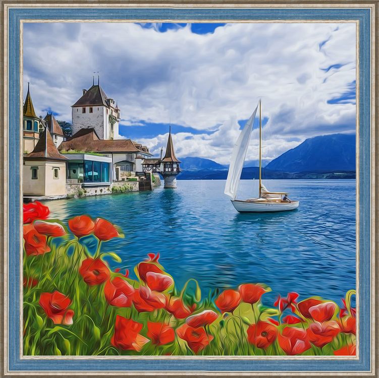 

Алмазная вышивка Алмазная Живопись Цветущая бухта, 40x40 см, Цветущая бухта