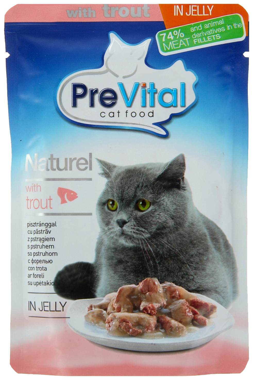 фото Влажный корм для кошек prevital naturel, с форелью в желе, 85г