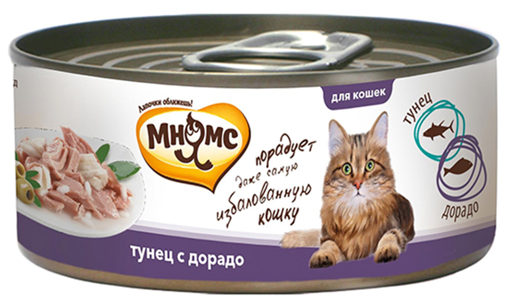 фото Консервы для кошек мнямс, тунец, дорадо, 24шт, 70г
