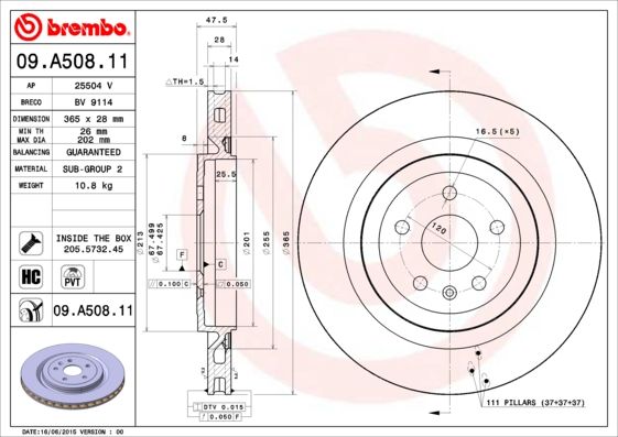 фото Тормозной диск brembo 09.a508.11