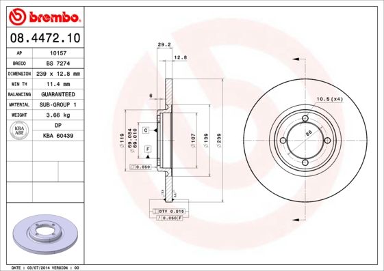 фото Тормозной диск brembo 08.4472.10