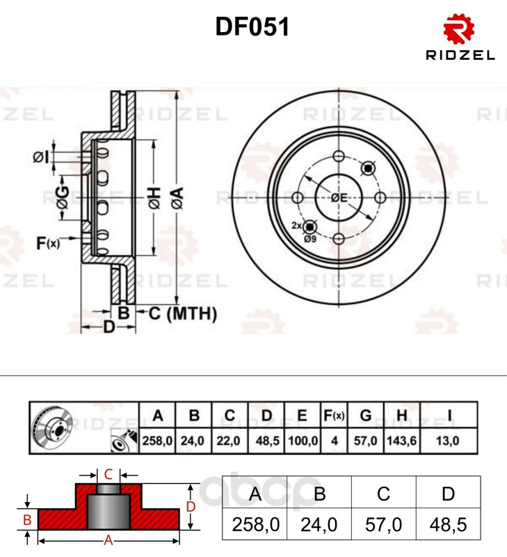 фото Тормозной диск ridzel df051 передний