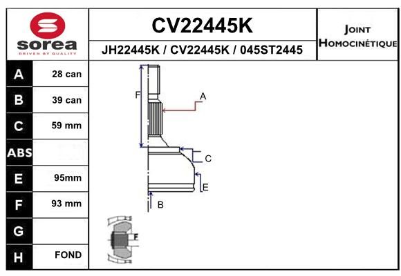 Шрус EAI CV22445K