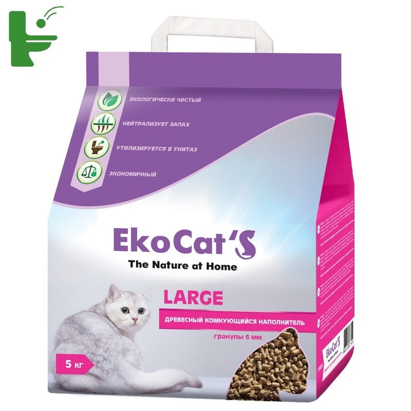 фото Комкующийся наполнитель eko cat's large древесный, 5 кг