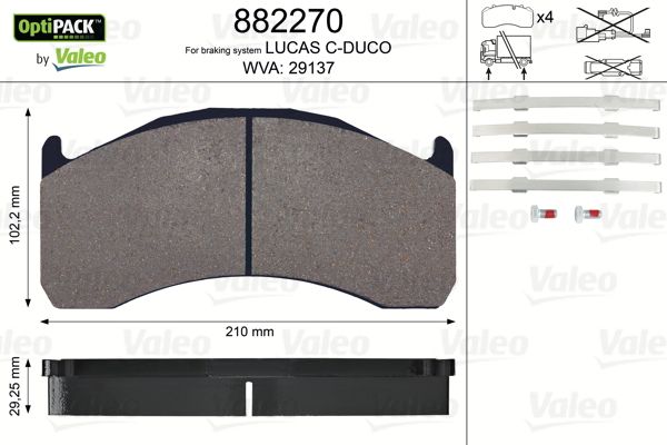 

Комплект тормозных дисковых колодок Valeo 882270
