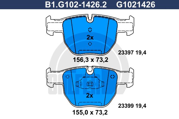 

Комплект тормозных дисковых колодок GALFER B1.G102-1426.2