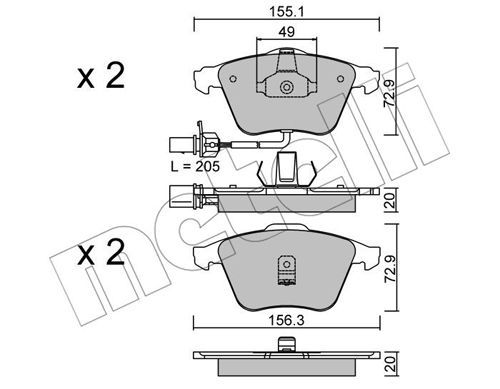 

Тормозные колодки METELLI дисковые 2205490