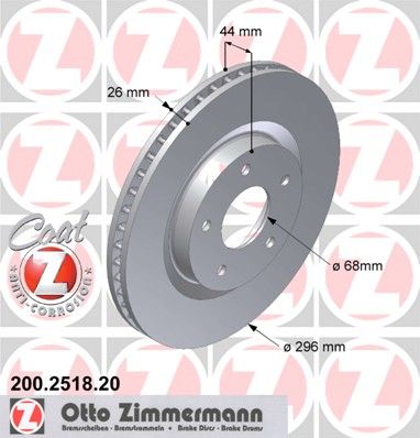 фото Тормозной диск zimmermann 200.2518.20