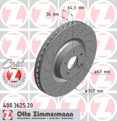 фото Тормозной диск zimmermann 400.3625.20