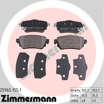 

Тормозные колодки ZIMMERMANN дисковые 25965.155.1