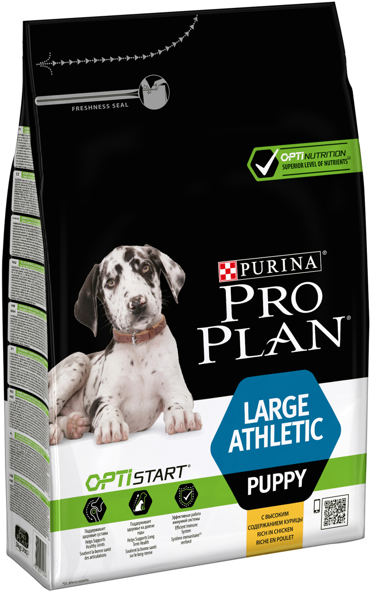 

Сухой корм для щенков PRO PLAN OptiStart Large Athletic Puppy, курица и рис, 4шт по 3кг, OptiStart Large Athletic Puppy