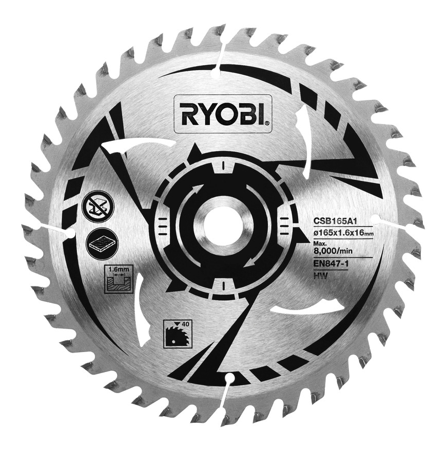 Пильный диск по дереву  Ryobi CSB165A1 165mm 40T Circ Saw blade EN