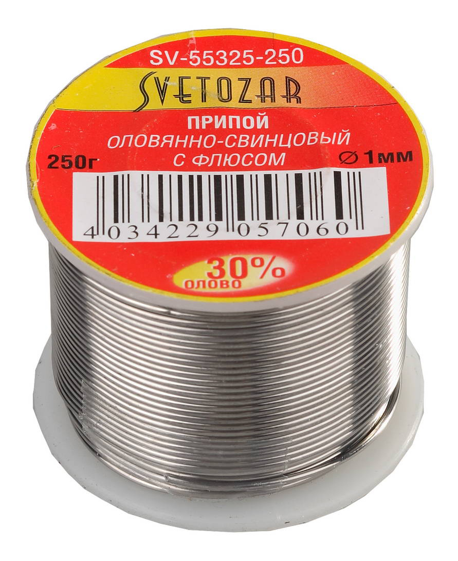 Припой СВЕТОЗАР SV-55325-250 припой оловянно свинцовый 60 40% светозар 25 г sv 55323 025