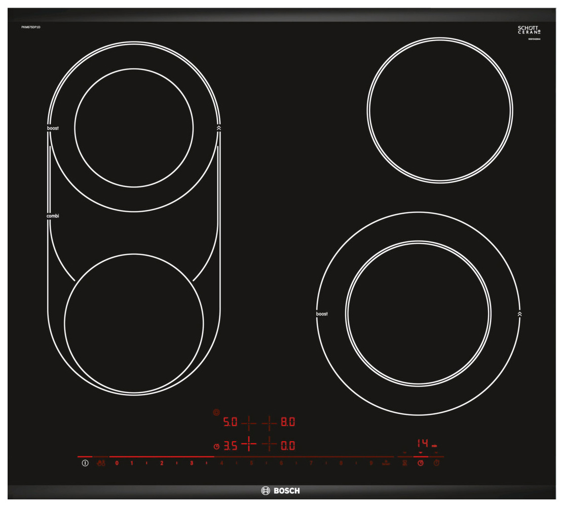 фото Встраиваемая варочная панель электрическая bosch pkm675dp1d black