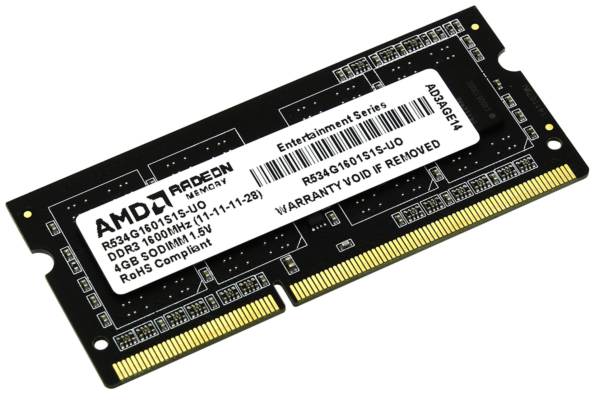 Оперативная память AMD 4Gb DDR-III 1600MHz SO-DIMM (R534G1601S1S-UO)