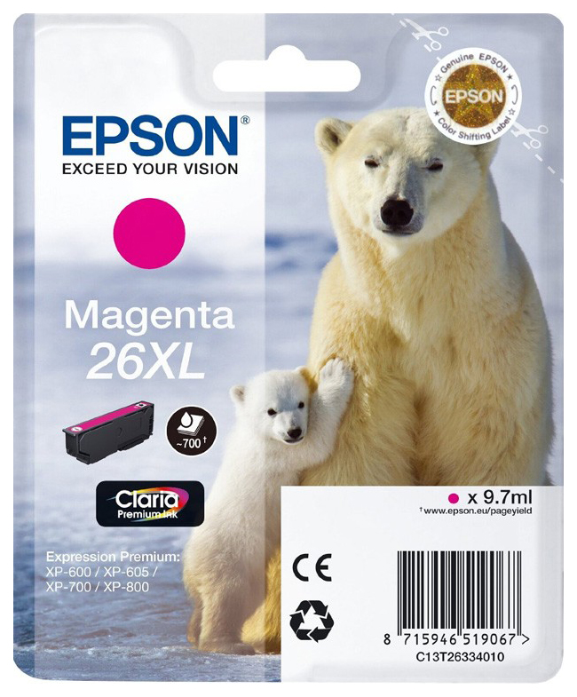

Картридж для струйного принтера Epson C13T26334010, пурпурный, оригинал, t2633