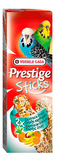 

Лакомство для волнистых попугаев VERSELE-LAGA Prestige с экзотическими фруктами, 2х30г, лакомства для птиц Prestige палочки для волнистых попугаев с экзотическими фруктами, 60гр